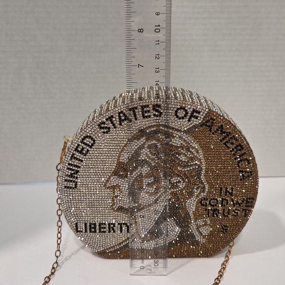 Coin-Shaped Rhinestone Clutch - Picture 5 of 7